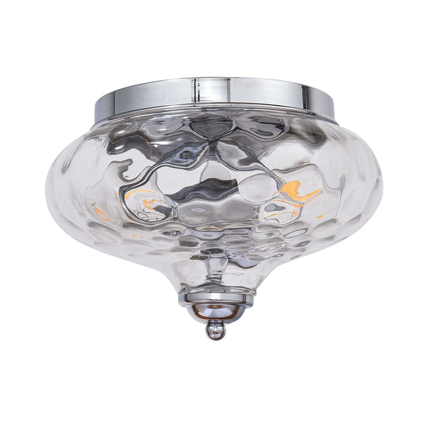 Chandelierias-Chrome Hammered Glass Ceiling Light-Flush Mount--