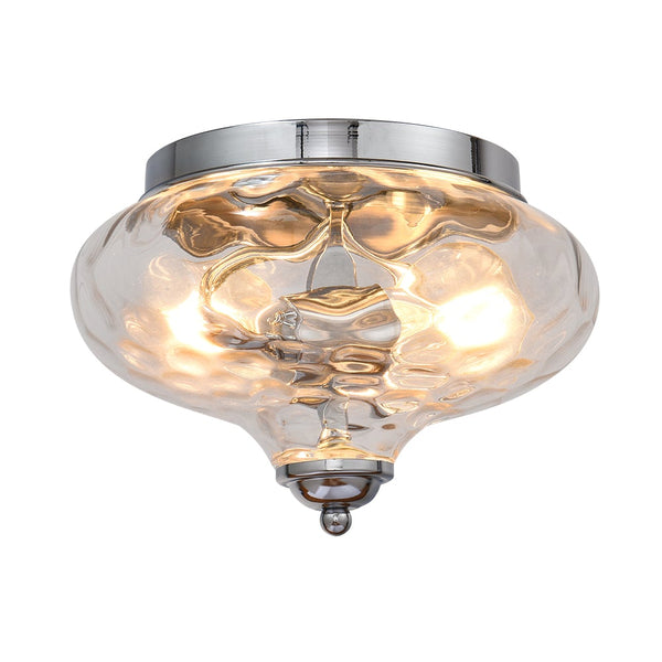 Chandelierias-Chrome Hammered Glass Ceiling Light-Flush Mount--