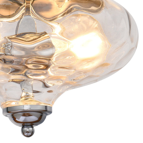 Chandelierias-Chrome Hammered Glass Ceiling Light-Flush Mount--