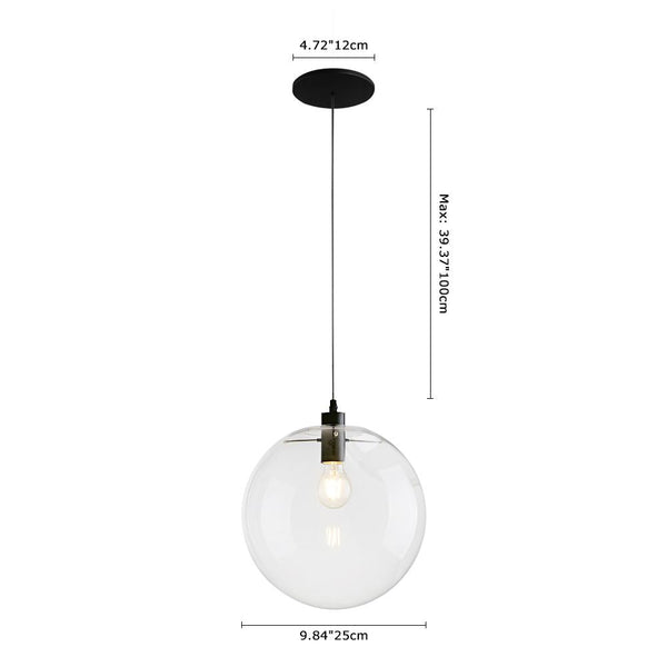 Chandelierias-Contemporary 1-light Glass Globe Pendant Light-Pendant Light-8 in.-