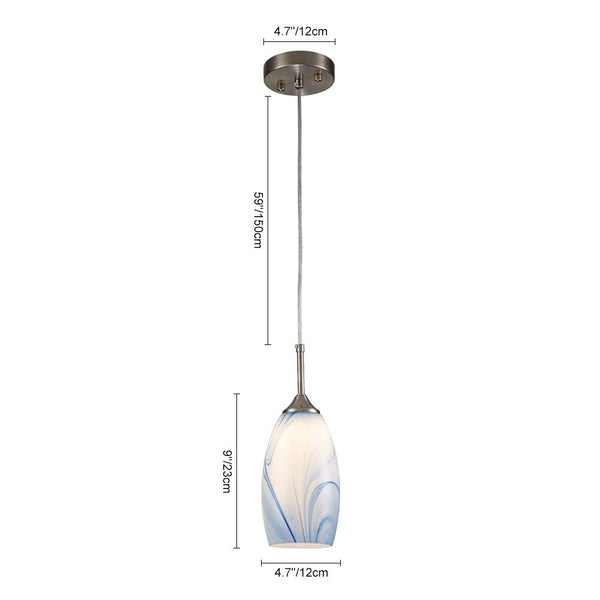 Chandelierias-Contemporary 1-Light Mica Stone Pattern Glass Pendant-Pendant-White-