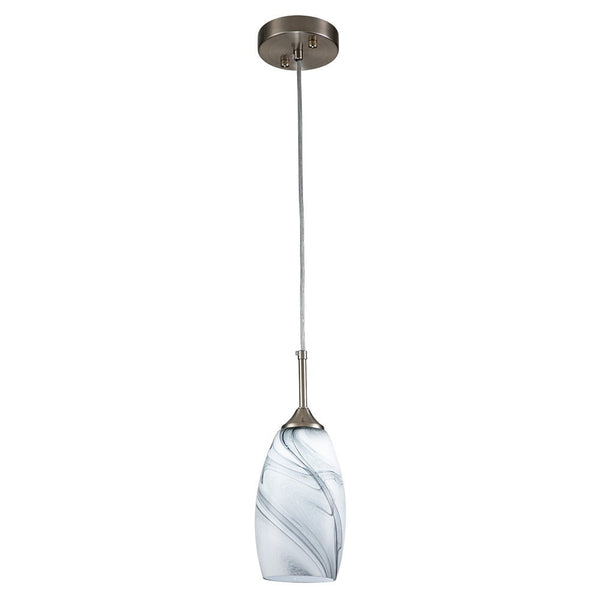 Chandelierias-Contemporary 1-Light Mica Stone Pattern Glass Pendant-Pendant-White-