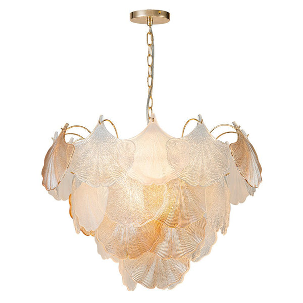 Chandelierias-Creative 10-Light Staggered Ginkgo Leaf Luster Chandelier-Chandeliers-Polished Gold (Pre-order)-