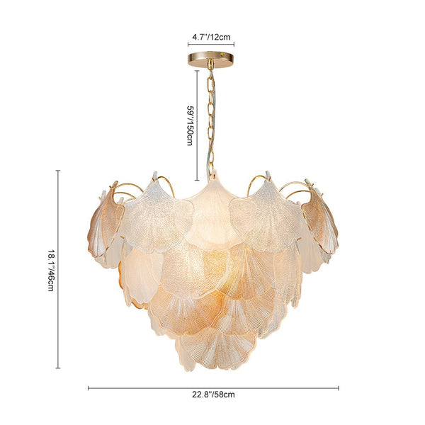 Chandelierias-Creative 10-Light Staggered Ginkgo Leaf Luster Chandelier-Chandeliers-Polished Gold (Pre-order)-
