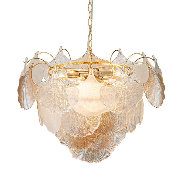 Chandelierias-Creative 10-Light Staggered Ginkgo Leaf Luster Chandelier-Chandeliers-Polished Gold (Pre-order)-