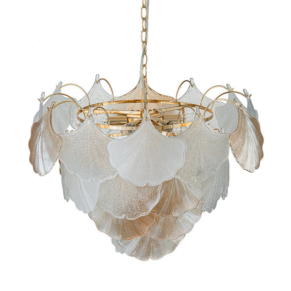 Chandelierias-Creative 10-Light Staggered Ginkgo Leaf Luster Chandelier-Chandeliers-Polished Gold (Pre-order)-
