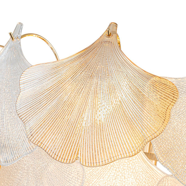 Chandelierias-Creative 10-Light Staggered Ginkgo Leaf Luster Chandelier-Chandeliers-Polished Gold (Pre-order)-