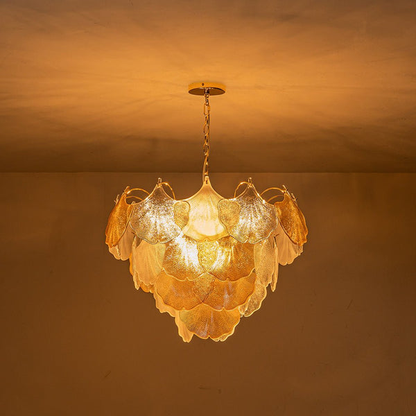 Chandelierias-Creative 10-Light Staggered Ginkgo Leaf Luster Chandelier-Chandeliers-Polished Gold (Pre-order)-