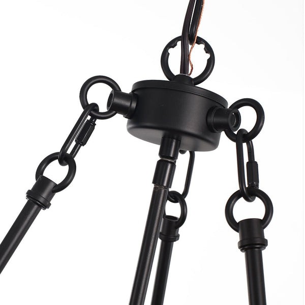 Chandelierias-Farmhouse 4-Light Wood Drum Pendant Chandelier-Chandelier--