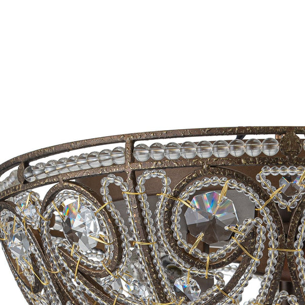 Chandelierias-French Luxe 3-Light Bronze Bowl Crystal Flush Mount-Flush Mount-Dark Bronze-