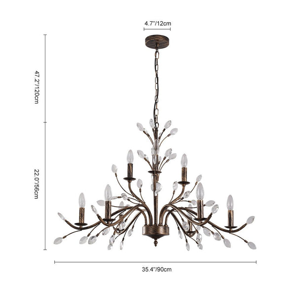 Chandelierias-French Vintage Candle Style Chandelier with Crystal Accents-Chandelier-6 Bulbs-