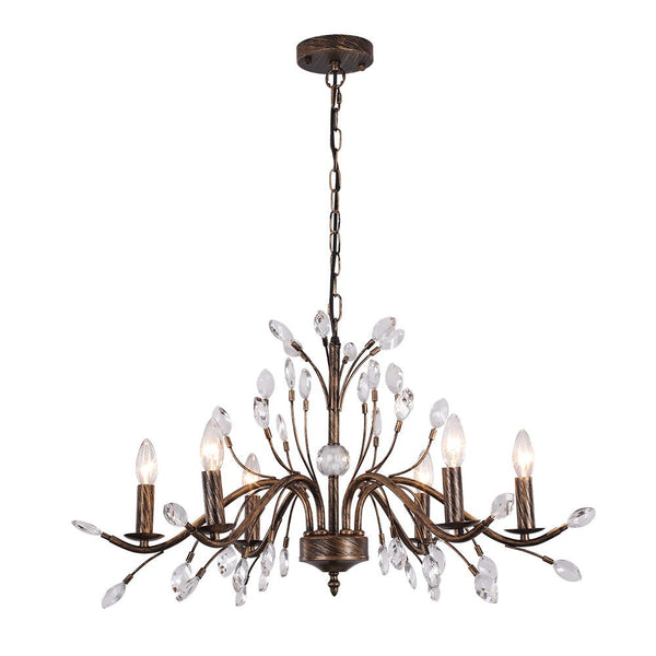 Chandelierias-French Vintage Candle Style Chandelier with Crystal Accents-Chandelier-6 Bulbs-