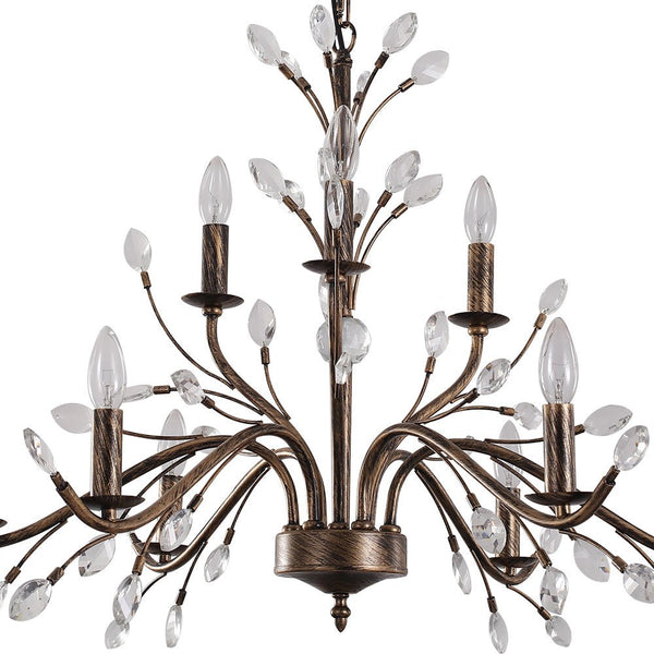 Chandelierias-French Vintage Candle Style Chandelier with Crystal Accents-Chandelier-6 Bulbs-