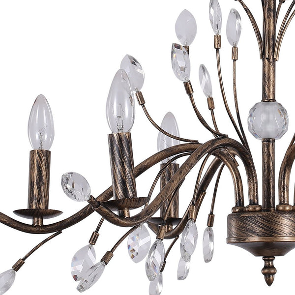 Chandelierias-French Vintage Candle Style Chandelier with Crystal Accents-Chandelier-6 Bulbs-