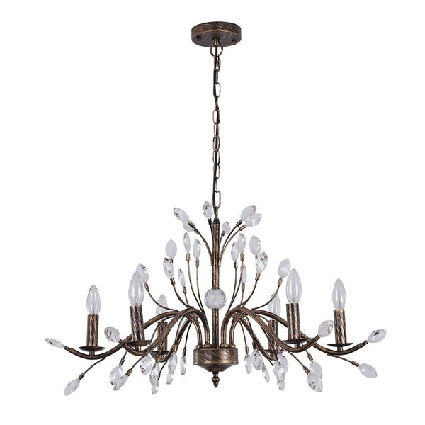 Chandelierias-French Vintage Candle Style Chandelier with Crystal Accents-Chandelier-6 Bulbs-