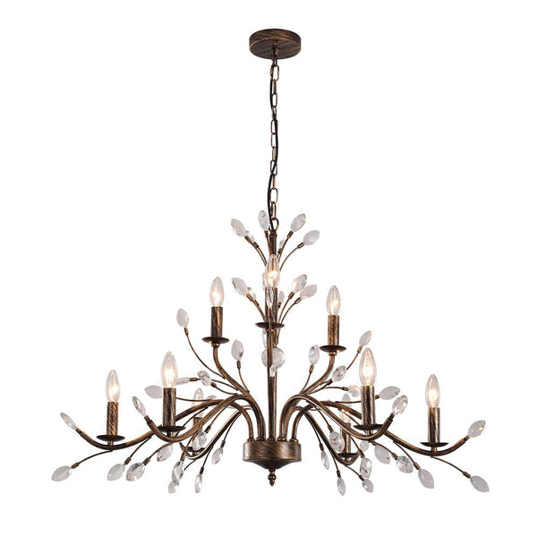 Chandelierias-French Vintage Candle Style Chandelier with Crystal Accents-Chandelier-6 Bulbs-