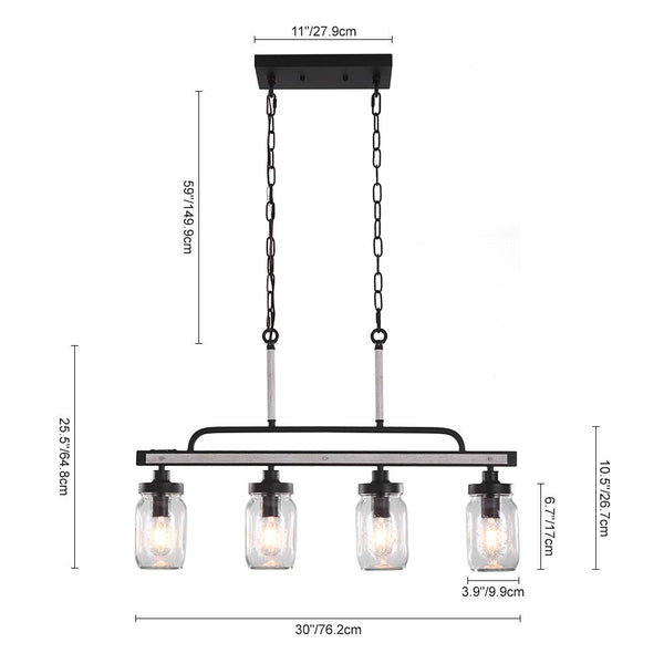 Chandelierias-Glass Mason Jar Pendant Kitchen Island Lighting-Pendant--