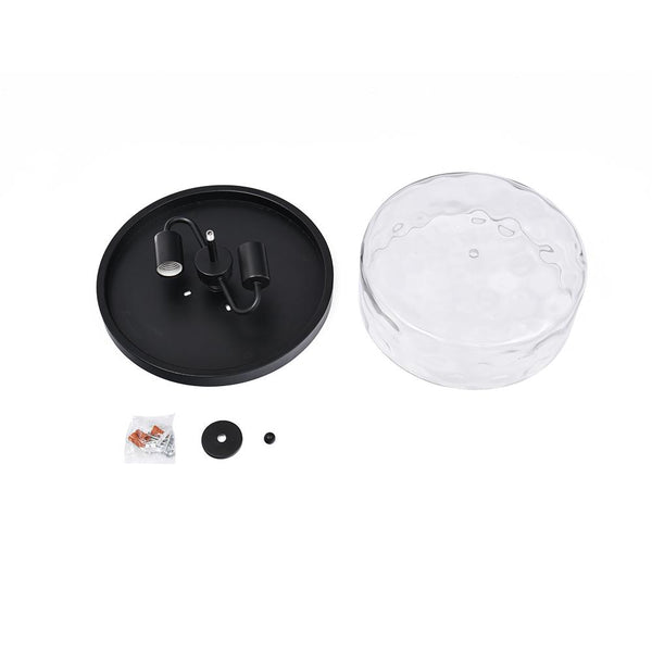 Chandelierias-Hammer Glass Drum Shaped Flush Mount-Flush Mount--