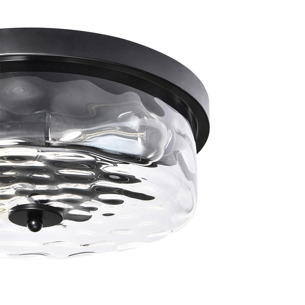 Chandelierias-Hammer Glass Drum Shaped Flush Mount-Flush Mount--