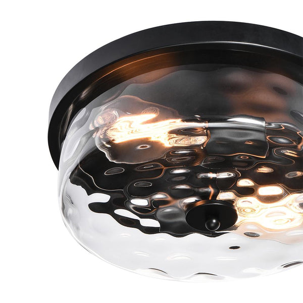 Chandelierias-Hammer Glass Drum Shaped Flush Mount-Flush Mount--