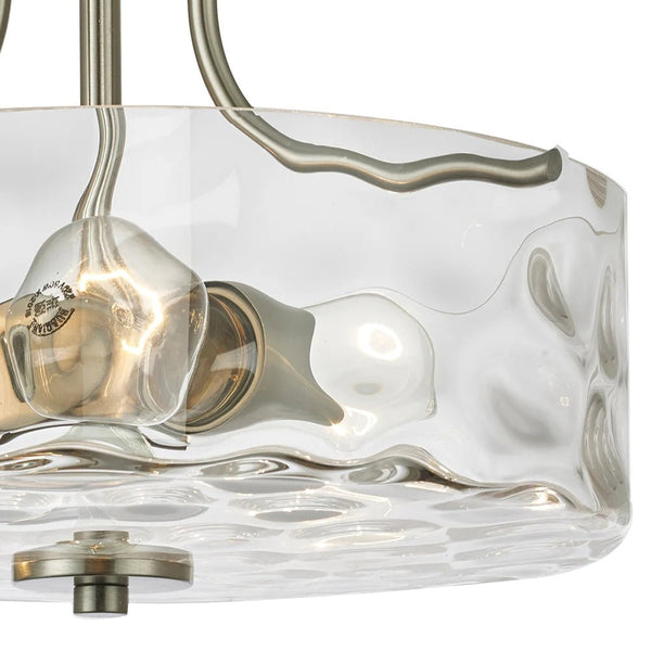 Chandelierias-Hammered Glass Drum Semi-Flush Mount-Semi Flush--