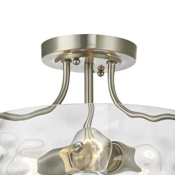 Chandelierias-Hammered Glass Drum Semi-Flush Mount-Semi Flush--
