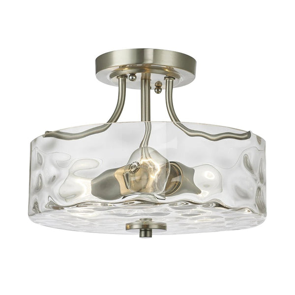Chandelierias-Hammered Glass Drum Semi-Flush Mount-Semi Flush--