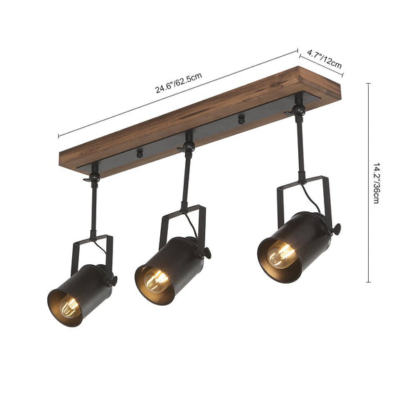 Chandelierias-Industrial 3-Light Black Pendant Track Lighting-Pendant--