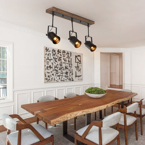 Chandelierias-Industrial 3-Light Black Pendant Track Lighting-Pendant--