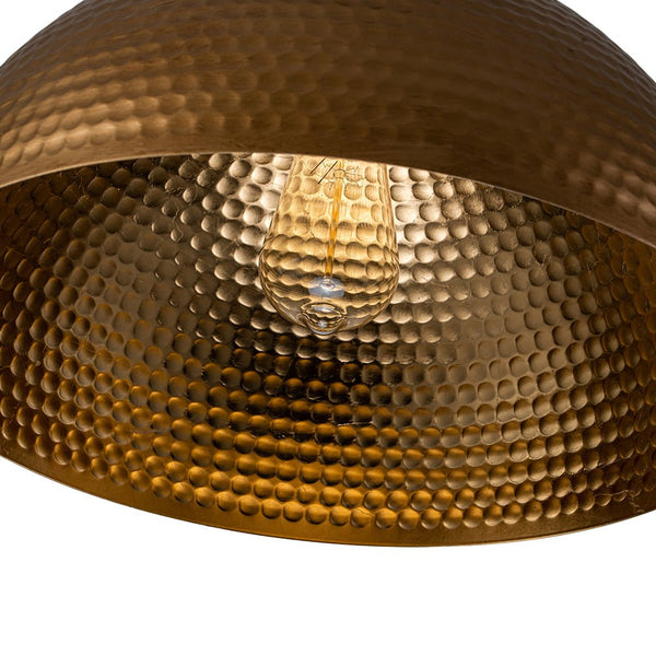 Chandelierias-Industrial Single-Light Hammered Metal Dome Pendant-Chandeliers-Silver Black-15.7in.