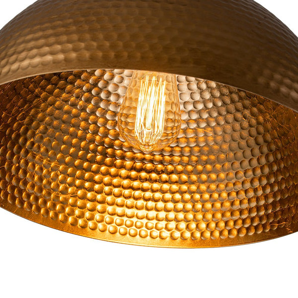 Chandelierias-Industrial Single-Light Hammered Metal Dome Pendant-Chandeliers-Silver Black-15.7in.