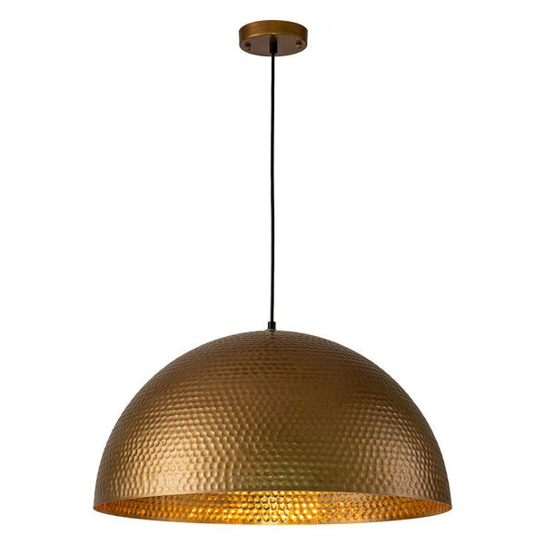 Chandelierias-Industrial Single-Light Hammered Metal Dome Pendant-Chandeliers-Silver Black-15.7in.