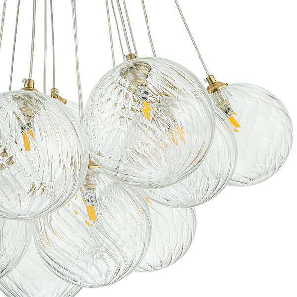 Chandelierias-Luxe Floating Cluster Swirl Glass Globe Bubble Chandelier-Chandeliers-13 Bulbs-