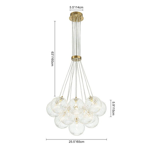 Chandelierias-Luxe Floating Cluster Swirl Glass Globe Bubble Chandelier-Chandeliers-13 Bulbs-