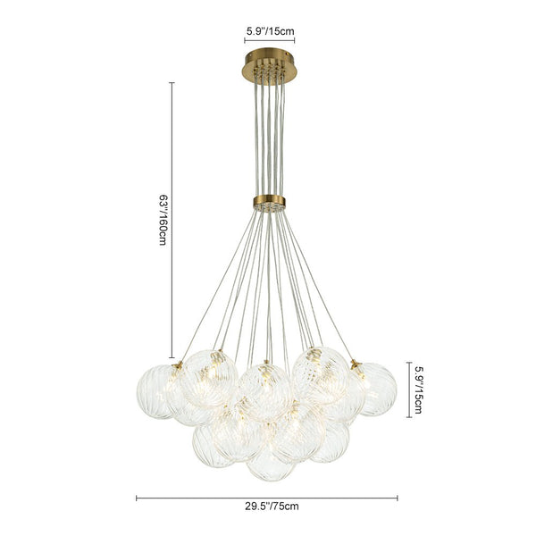 Chandelierias-Luxe Floating Cluster Swirl Glass Globe Bubble Chandelier-Chandeliers-13 Bulbs-