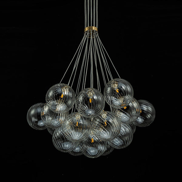 Chandelierias-Luxe Floating Cluster Swirl Glass Globe Bubble Chandelier-Chandeliers-13 Bulbs-