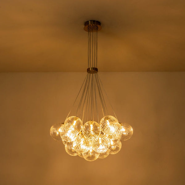 Chandelierias-Luxe Floating Cluster Swirl Glass Globe Bubble Chandelier-Chandeliers-13 Bulbs-