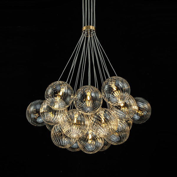 Chandelierias-Luxe Floating Cluster Swirl Glass Globe Bubble Chandelier-Chandeliers-13 Bulbs-