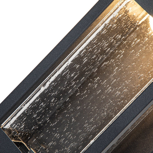 Chandelierias-Matte Black LED Seeded Glass Outdoor Wall Light-Wall Light-Matte Black-1 Pack