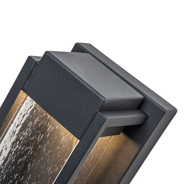 Chandelierias-Matte Black LED Seeded Glass Outdoor Wall Light-Wall Light-Matte Black-1 Pack