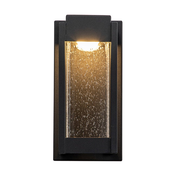 Chandelierias-Matte Black LED Seeded Glass Outdoor Wall Light-Wall Light-Matte Black-1 Pack