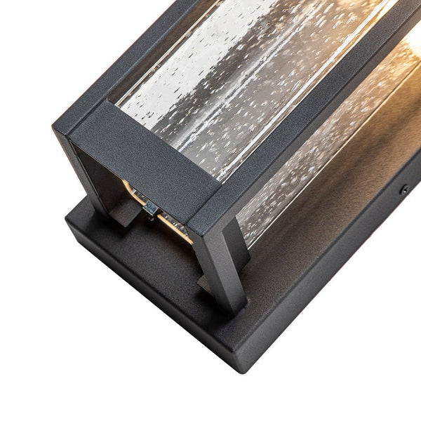 Chandelierias-Matte Black LED Seeded Glass Outdoor Wall Light-Wall Light-Matte Black-1 Pack