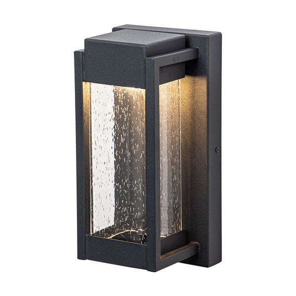 Chandelierias-Matte Black LED Seeded Glass Outdoor Wall Light-Wall Light-Matte Black-1 Pack