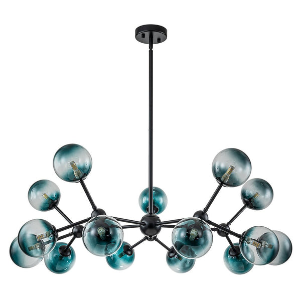 Chandelierias-Mid-century 15-Light Gradient Glass Sputnik Branch Chandelier-Chandeliers-Black-