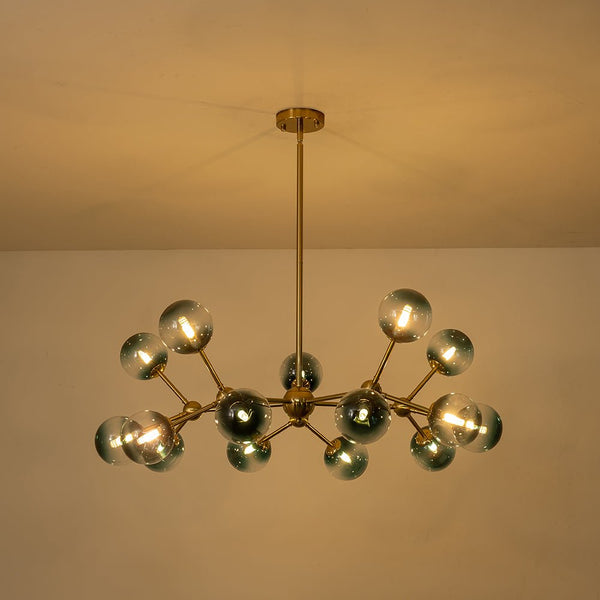 Chandelierias-Mid-century 15-Light Gradient Glass Sputnik Branch Chandelier-Chandeliers-Black-