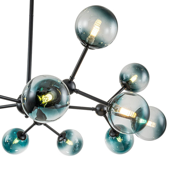Chandelierias-Mid-century 15-Light Gradient Glass Sputnik Branch Chandelier-Chandeliers-Black-