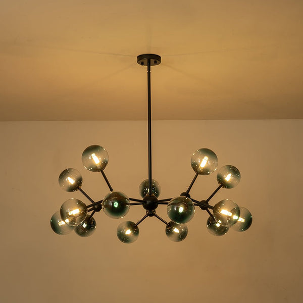 Chandelierias-Mid-century 15-Light Gradient Glass Sputnik Branch Chandelier-Chandeliers-Black-