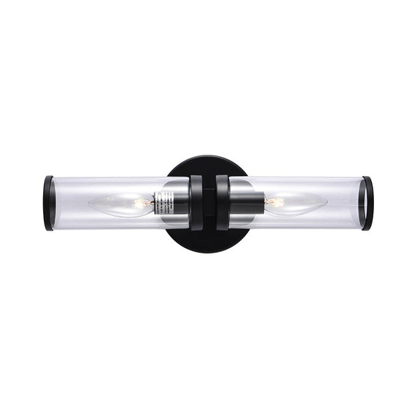 Chandelierias-Mid-century 2-Light Linear Vanity Wall Sconce-Wall Light-Black-