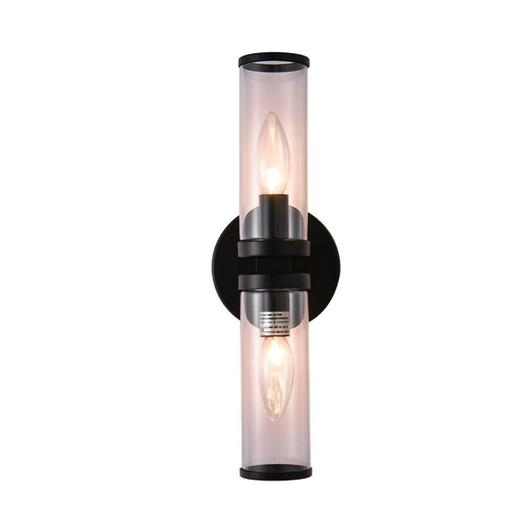 Chandelierias-Mid-century 2-Light Linear Vanity Wall Sconce-Wall Light-Black-
