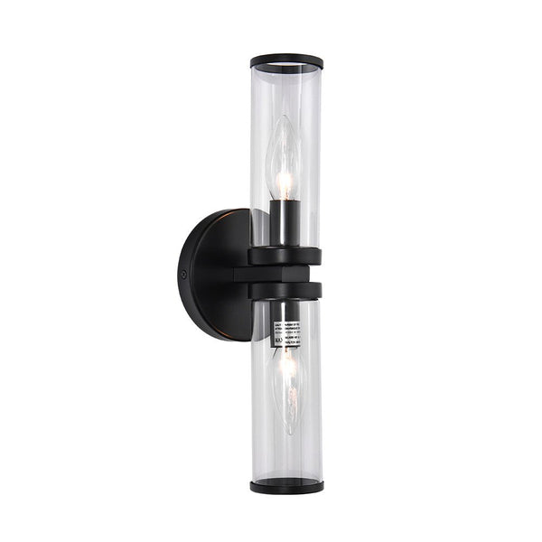 Chandelierias-Mid-century 2-Light Linear Vanity Wall Sconce-Wall Light-Black-